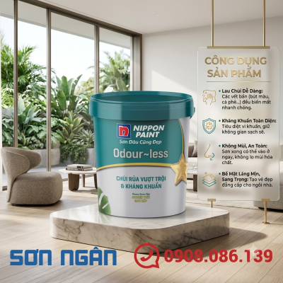 Sơn Nippon Odour-less Chùi rửa vượt trội & kháng khuẩn - Sản phẩm mới